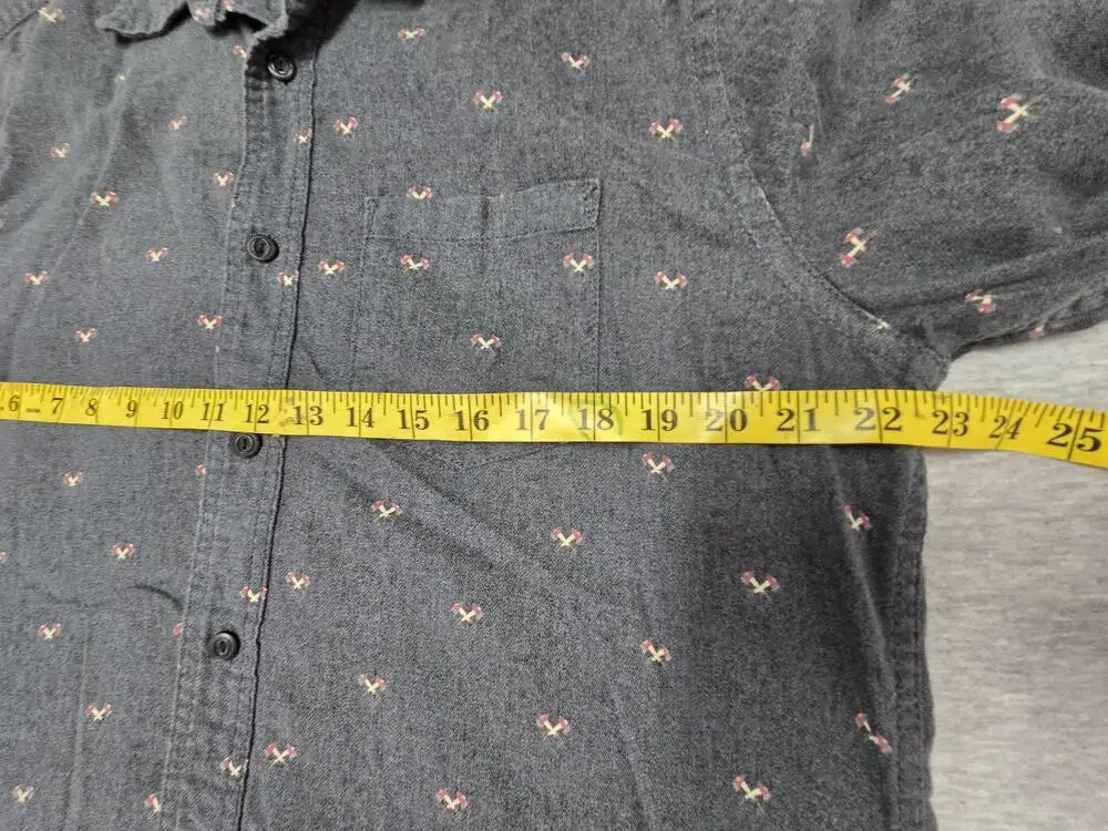 American Eagle Outfitters Shirt Mens Large Gray Flannel Long Sleeve Button Up
